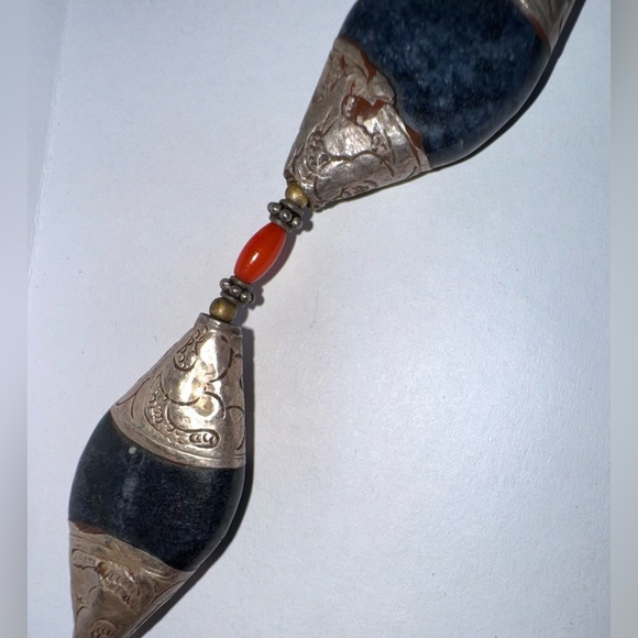 Vintage Handmade Hand Crafted African Moroccan Necklace Jewelry Silver & Stone - Picture 3 of 6